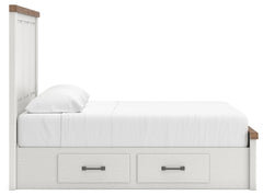 Savonport White/Brown Queen Panel Bed w/ Storage - Ornate Home