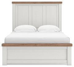 Savonport White/Brown Queen Panel Bed with Storage - Ornate Home