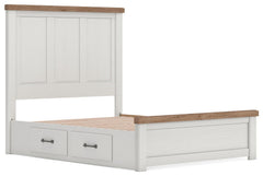 Savonport White/Brown Queen Panel Bed with Storage - Ornate Home