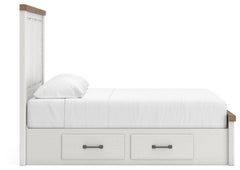 Savonport White/Brown Queen Panel Bed with Storage - Ornate Home