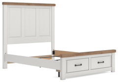 Savonport White/Brown Queen Panel Storage Bed - Ornate Home