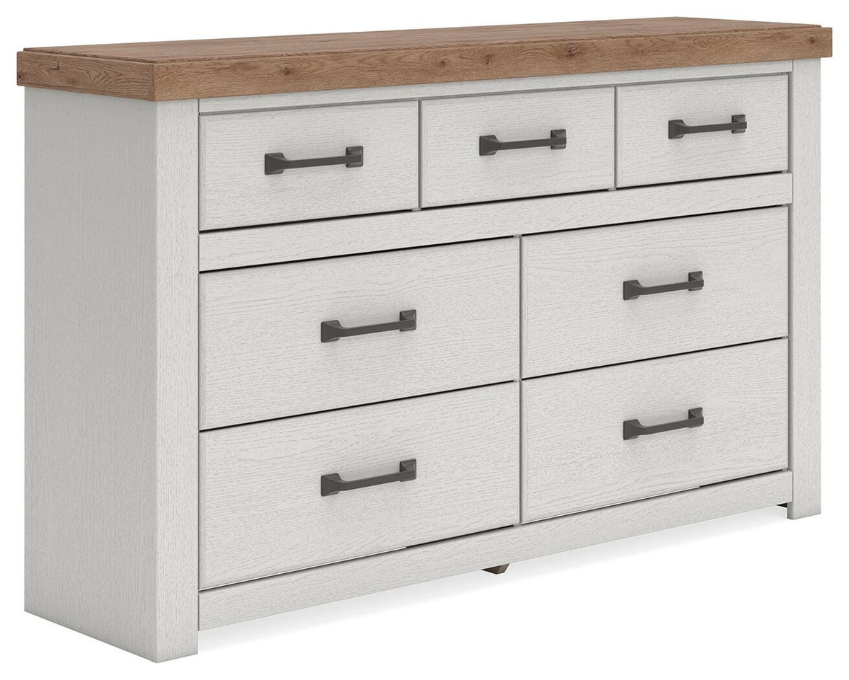 Savonport White/Brown Seven Drawer Dresser - Ornate Home