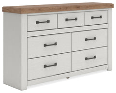 Savonport White/Brown Seven Drawer Dresser - Ornate Home