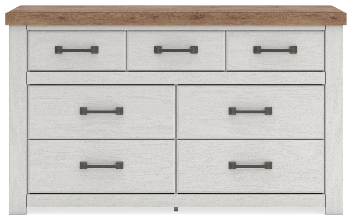 Savonport White/Brown Seven Drawer Dresser - Ornate Home