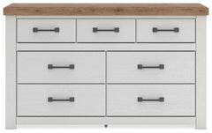 Savonport White/Brown Seven Drawer Dresser - Ornate Home