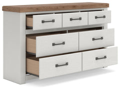 Savonport White/Brown Seven Drawer Dresser - Ornate Home