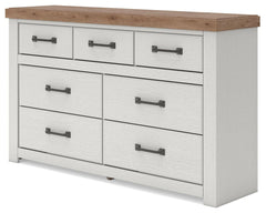 Savonport White/Brown Seven Drawer Dresser - Ornate Home