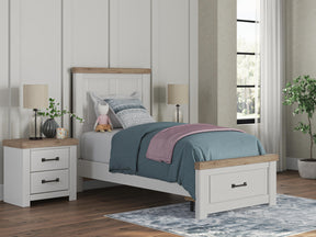 Savonport White/Brown Twin Panel Storage Bed - Ornate Home