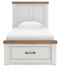 Savonport White/Brown Twin Panel Storage Bed - Ornate Home
