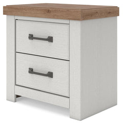 Savonport White/Brown Two Drawer Nightstand - Ornate Home
