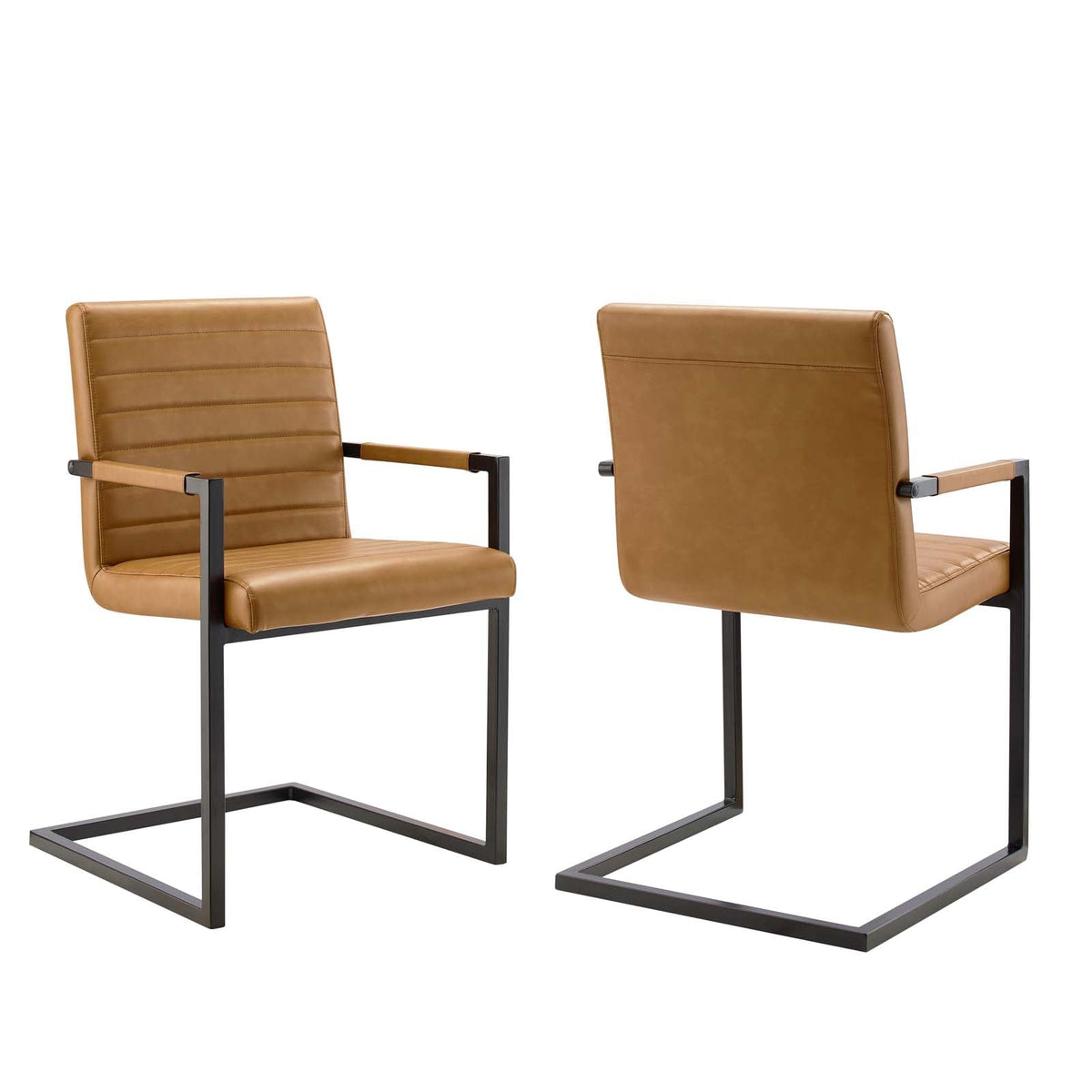Savoy Tan Vegan Leather Dining Chairs (Set of 2) - Ornate Home