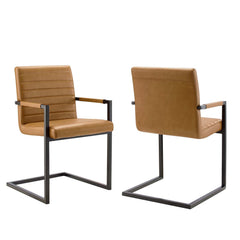 Savoy Tan Vegan Leather Dining Chairs (Set of 2) - Ornate Home