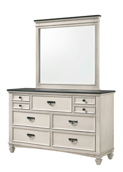 Sawyer Antique White/Brown Panel Bedroom Set - Ornate Home