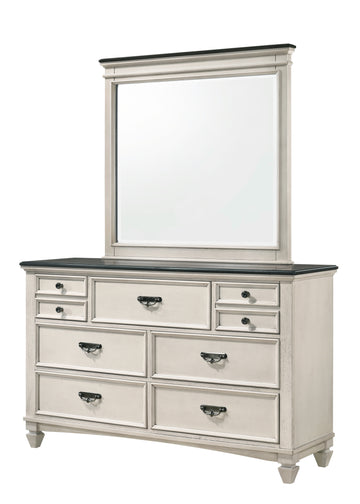 Sawyer Antique White/Brown Panel Bedroom Set - Ornate Home