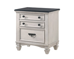 Sawyer Antique White/Brown Panel Bedroom Set - Ornate Home