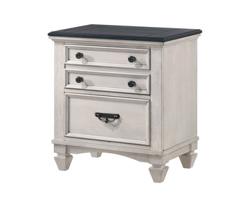 Sawyer Antique White/Brown Panel Bedroom Set - Ornate Home