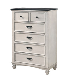 Sawyer Antique White/Brown Panel Bedroom Set - Ornate Home