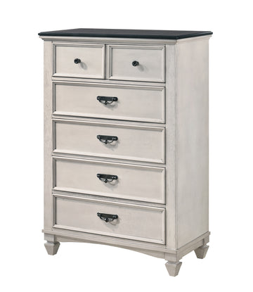 Sawyer Antique White/Brown Panel Bedroom Set - Ornate Home