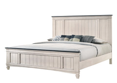 Sawyer Antique White/Brown Panel Bedroom Set - Ornate Home