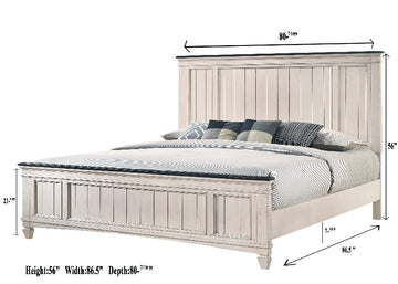 Sawyer Antique White/Brown Panel Bedroom Set - Ornate Home