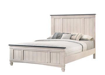 Sawyer Antique White/Brown Panel Bedroom Set - Ornate Home