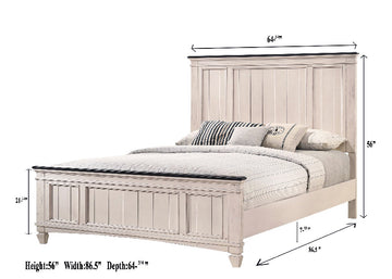 Sawyer Antique White/Brown Panel Bedroom Set - Ornate Home