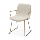 Sawyer Beige/Gold Solid Back Dining Arm Chair - Ornate Home