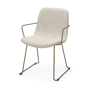 Sawyer Beige/Gold Solid Back Dining Arm Chair - Ornate Home