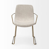 Sawyer Beige/Gold Solid Back Dining Arm Chair - Ornate Home