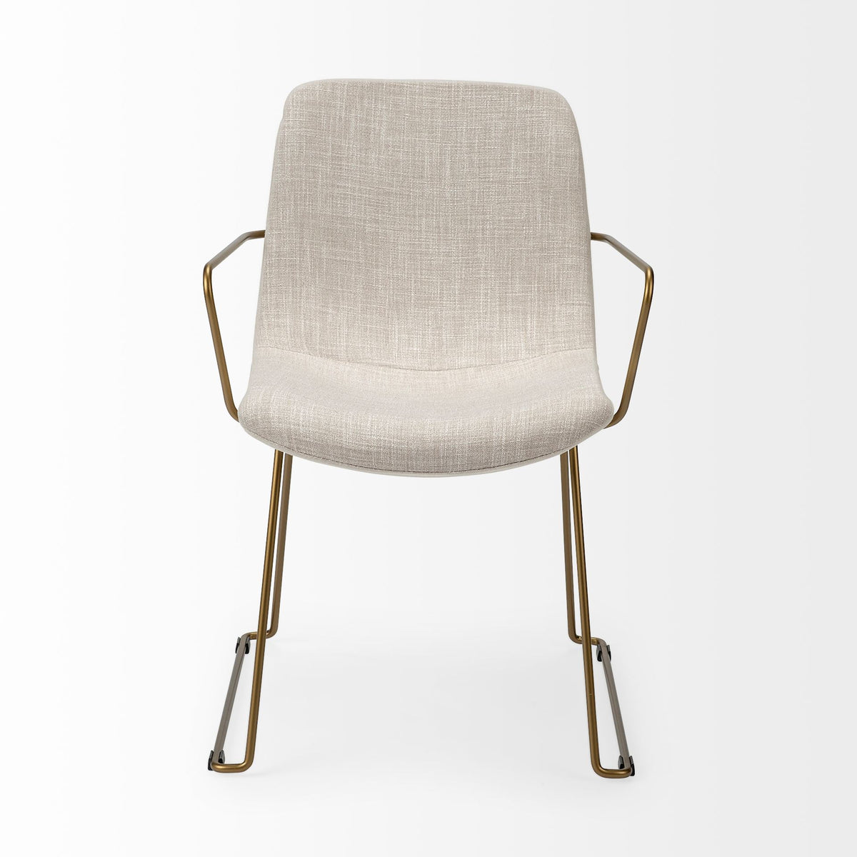 Sawyer Beige/Gold Solid Back Dining Arm Chair - Ornate Home