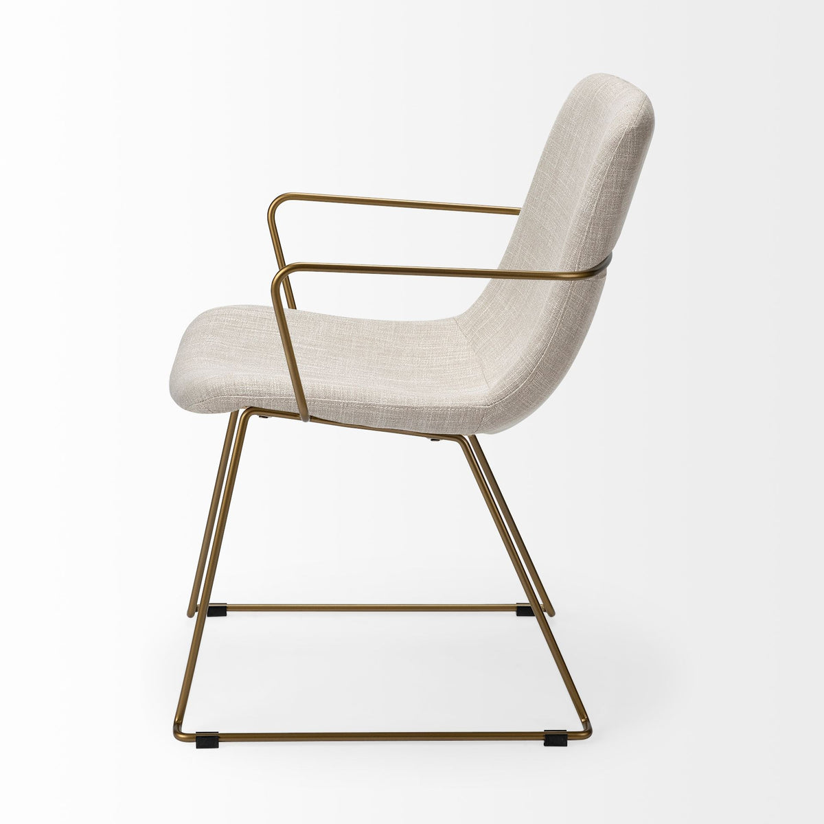 Sawyer Beige/Gold Solid Back Dining Arm Chair - Ornate Home