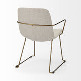 Sawyer Beige/Gold Solid Back Dining Arm Chair - Ornate Home