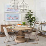 Sawyer Beige/Gold Solid Back Dining Arm Chair - Ornate Home