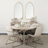Sawyer Beige/Gold Solid Back Dining Arm Chair - Ornate Home