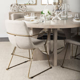 Sawyer Beige/Gold Solid Back Dining Arm Chair - Ornate Home