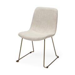Sawyer Beige/Gold Solid Back Dining Side Chair (Set of 2) - Ornate Home