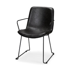 Sawyer Black Solid Back Dining Arm Chair - Ornate Home