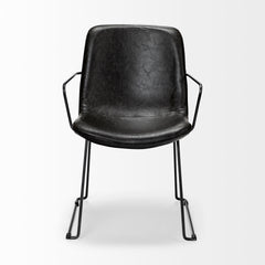 Sawyer Black Solid Back Dining Arm Chair - Ornate Home