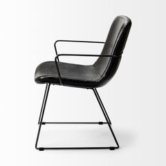 Sawyer Black Solid Back Dining Arm Chair - Ornate Home