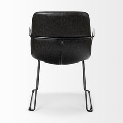 Sawyer Black Solid Back Dining Arm Chair - Ornate Home
