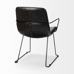 Sawyer Black Solid Back Dining Arm Chair - Ornate Home
