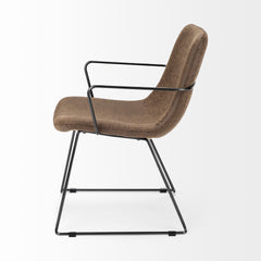 Sawyer Brown/Black Solid Back Dining Arm Chair