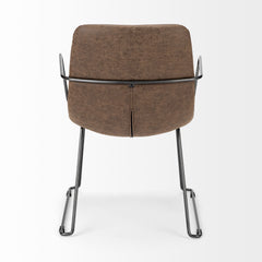 Sawyer Brown/Black Solid Back Dining Arm Chair
