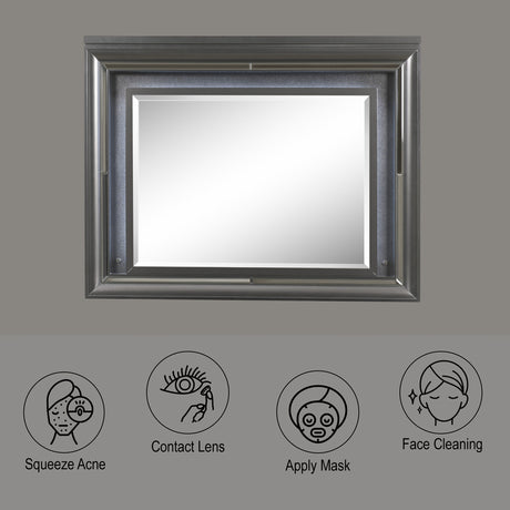 Sawyer Metallic Gray Mirror (LED) - Ornate Home