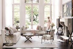 Saxon White/Cream Fabric Chaise - Ornate Home