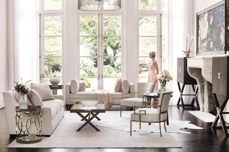 Saxon White/Cream Fabric Chaise - Ornate Home