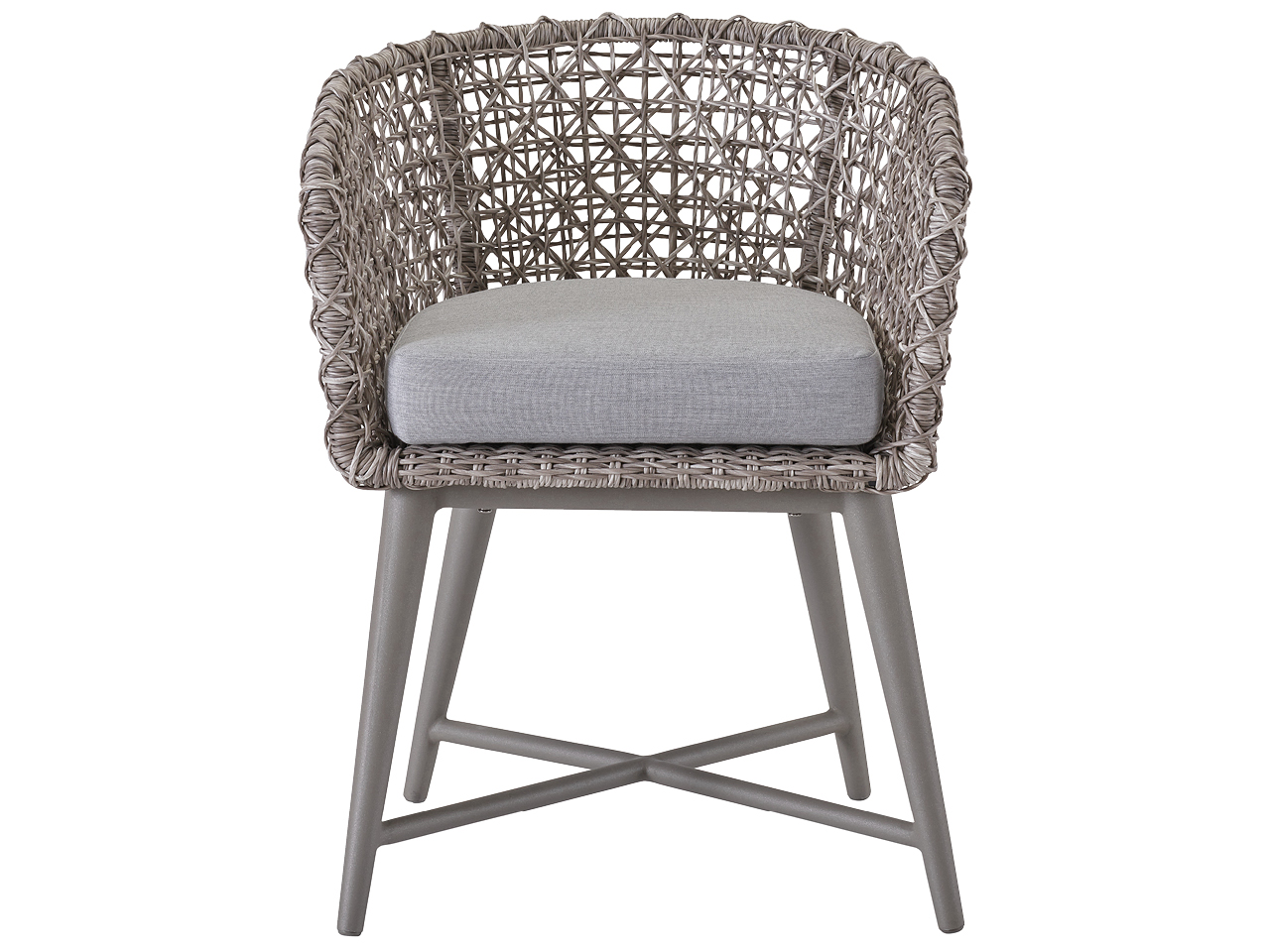 Saybrook Fog Aluminum/Soft Gray Wicker Dining Chair - Ornate Home