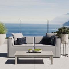 Saybrook Gray 2-Piece Outdoor Patio Upholstered Sectional Sofa Loveseat - Ornate Home