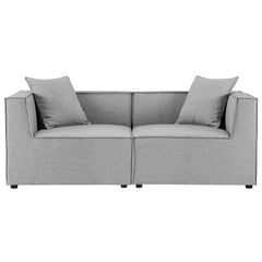 Saybrook Gray 2-Piece Outdoor Patio Upholstered Sectional Sofa Loveseat - Ornate Home