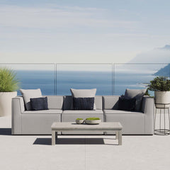 Saybrook Gray 3-Piece Outdoor Patio Upholstered Sectional Sofa - Ornate Home